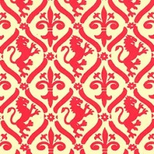 Red Griffin and Lily Print Italian Paper ~ Carta Varese Italy